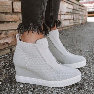 Gray Perforated Bootie Sneaker